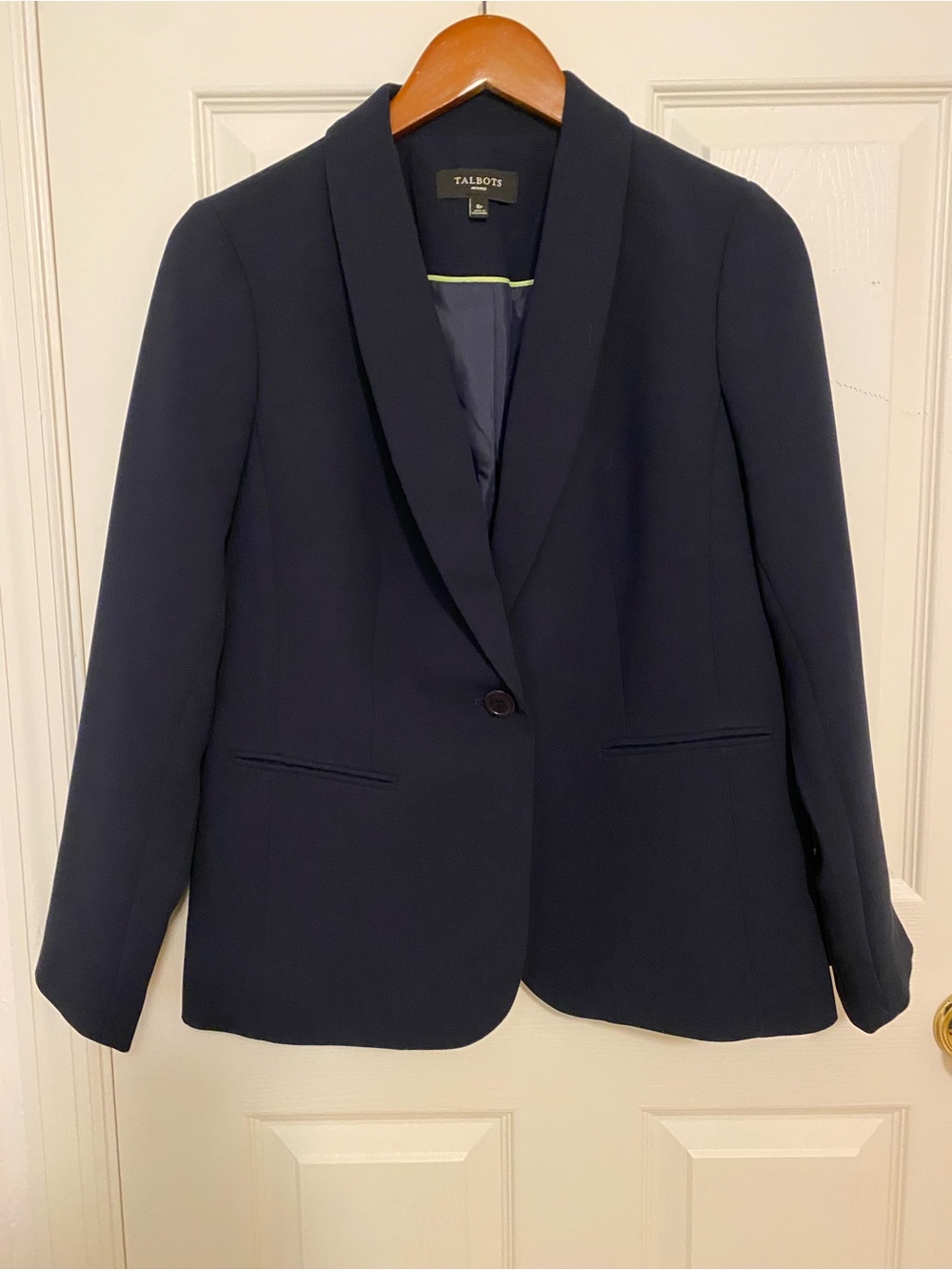 Talbots 8P Navy Refined Crepe Blazer Jacket